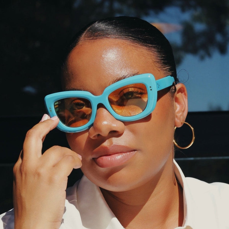 Chic Oversized Teal Gradient Women\'s Sunglasses NWOT Green Oversized Acetate Square Gradient Sunglasses with  main image 2